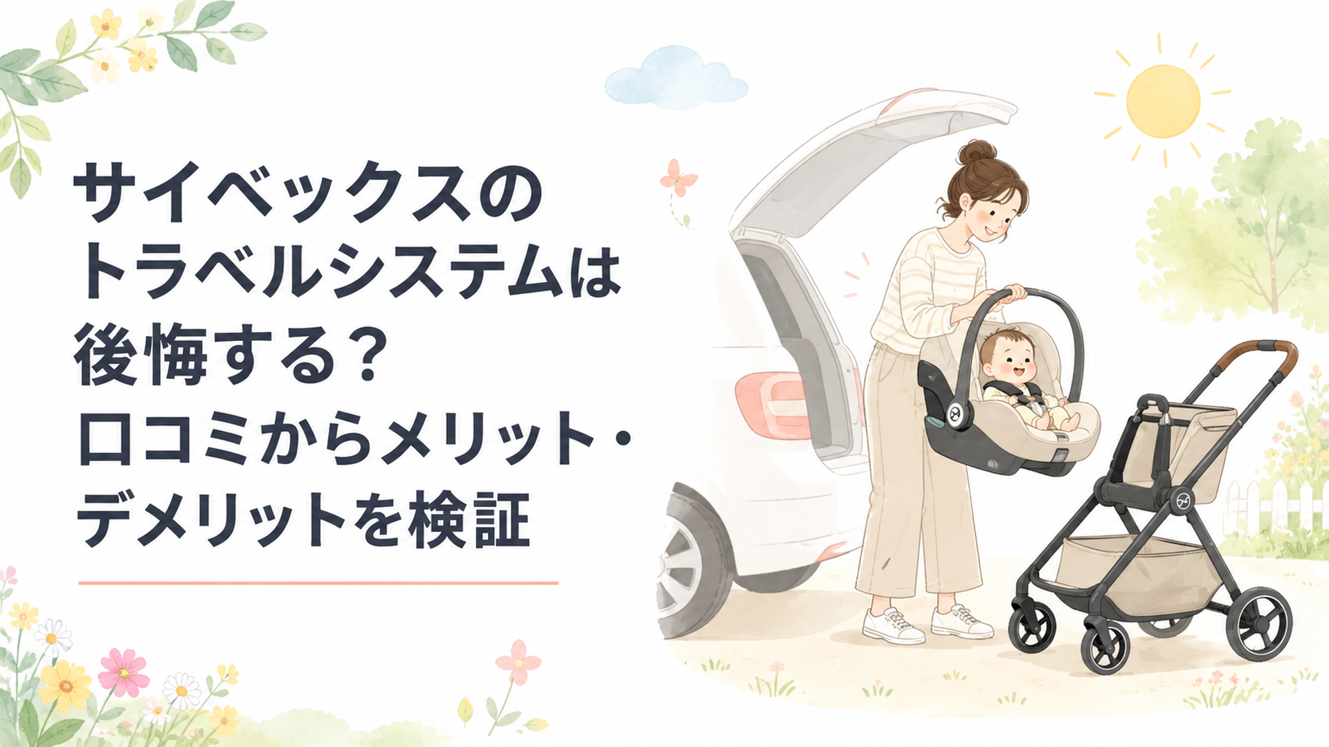 サイベックスのベビーシートを車からベビーカーへ付け替える親子