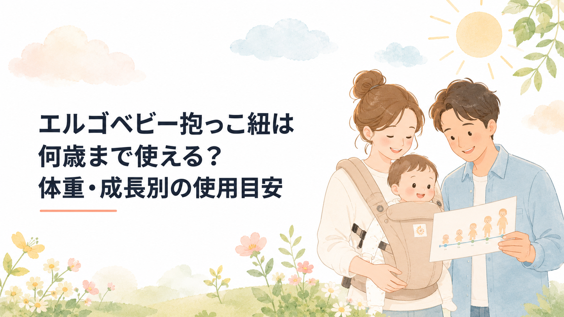 エルゴベビー抱っこ紐の対象年齢と体重を親子で確認している様子