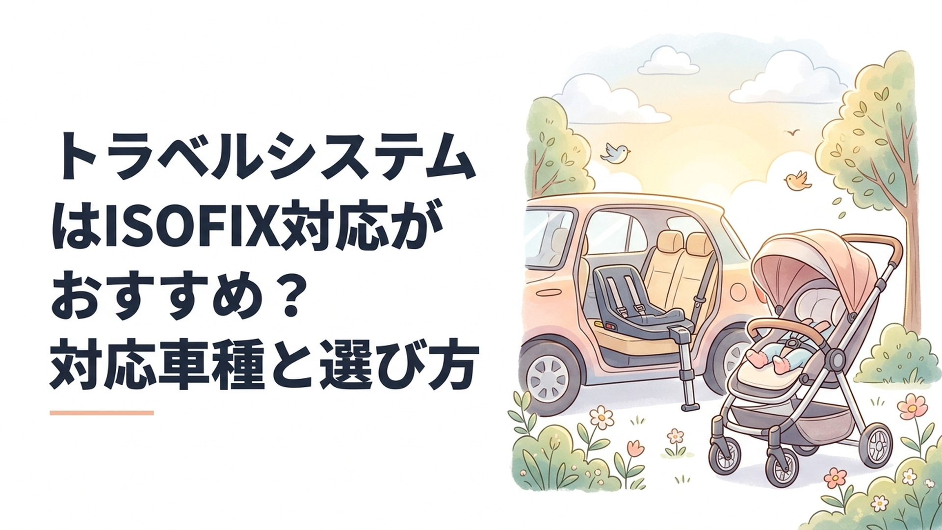 ISOFIXベースを設置した車とベビーシートを装着できるベビーカー